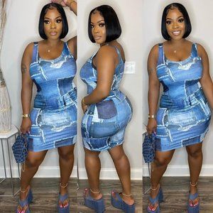 LAST ONE!! JEAN-LOOK 💙 MIDI DRESS